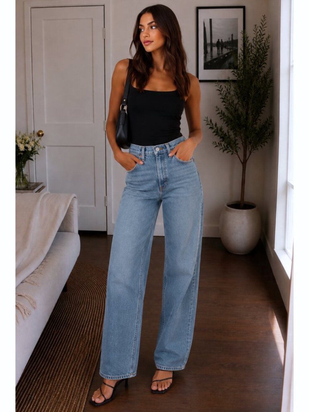 RE/DONE 90s High Rise Loose Jeans 26 Fits 28x30 Stoned Azul Blue $285